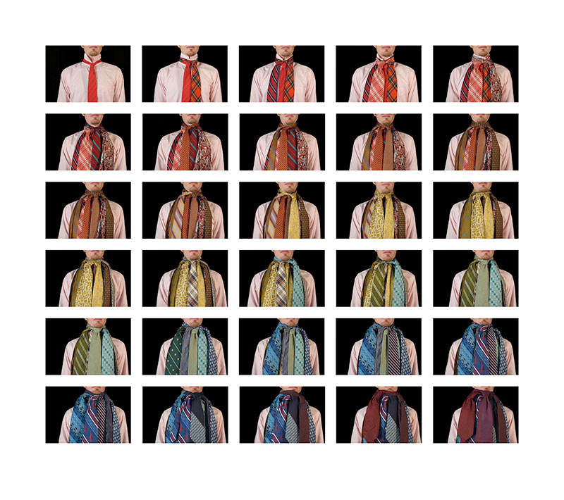 Formalism, 2008, color digital print, 44 x 49.5<br><br>I tie 30 neckties around my neck according to the formal structure of ROY G BIV.