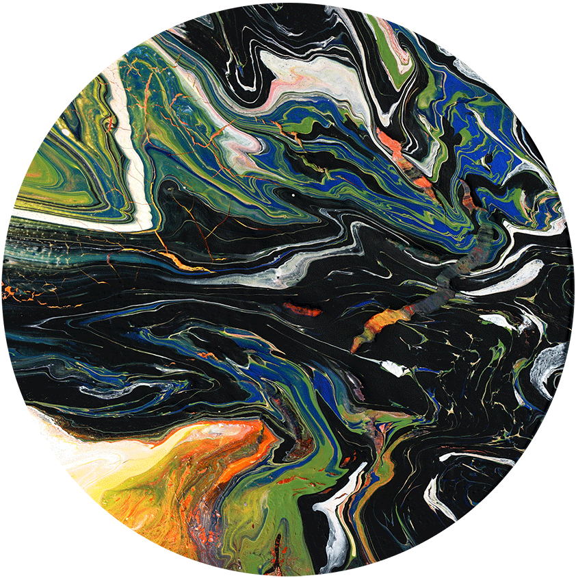 Hoi Polloi, 2022, acrylic on acrylic, 11 diameter<br><br>Power to the People!