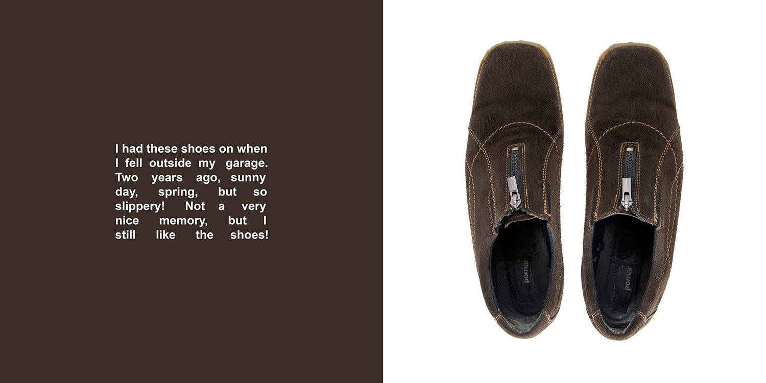 In My Shoes: Turku, Finland, 2009, color digital print, 32 x 16, showing 1 of 9<br><br>In My Shoes puts me at the center of an existential dilemma of wearing community members’ shoes associated with a memorable moment.