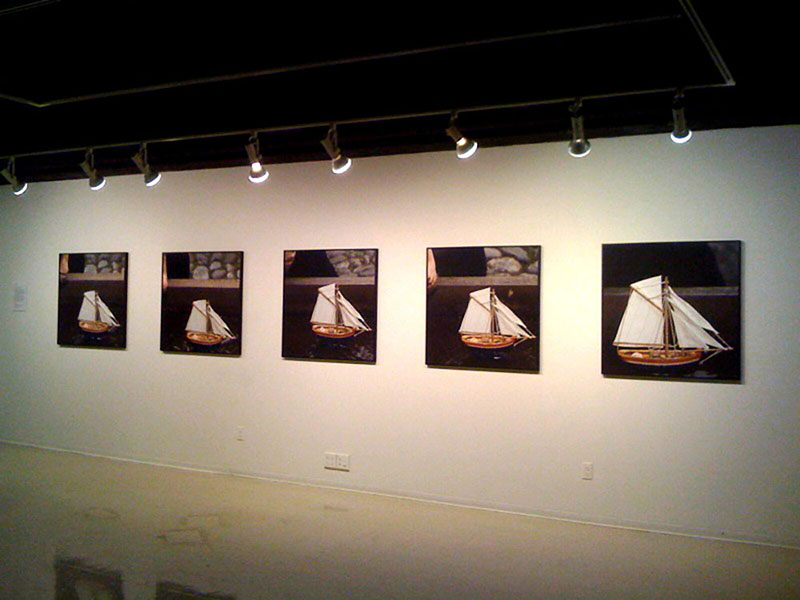 The World Isn't Always Round, 2010, installation view of color digital prints, 36 x 36, showing 5 of 6